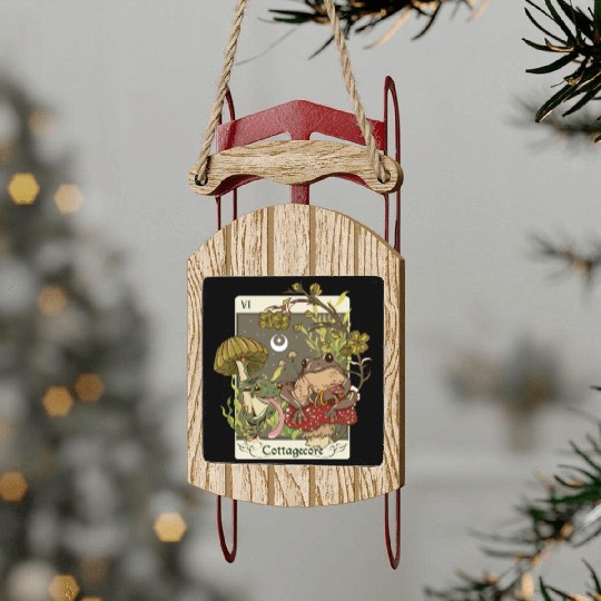 Swamp Mushroom Frog Cottagecore Tarot Card Aesthet Sled Ornaments