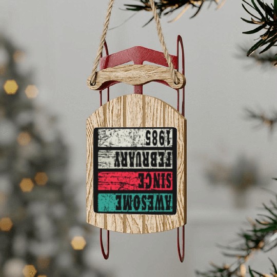 Retro Birthday Year Vintage 1985 Sled Ornaments