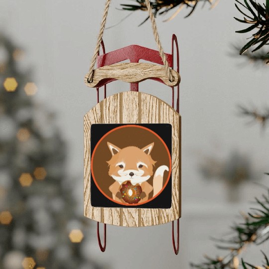 magical little fox with delicious donut Sled Ornaments