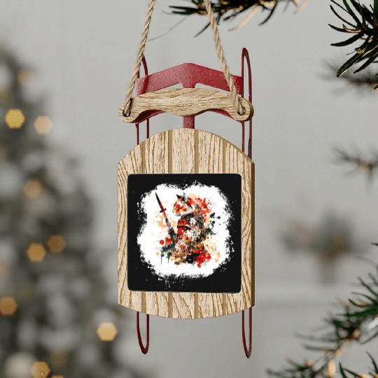 Cute Samurai Cat Sled Ornaments