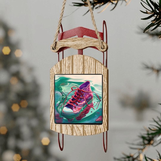 One purple running shoe Sled Ornaments