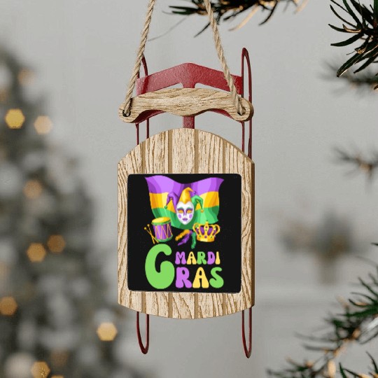 Happy Mardi Gras 2023 Funny Mardi Gras X Sled Ornaments