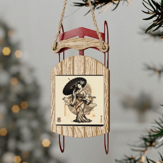 Japanese Kimono girl Sled Ornaments
