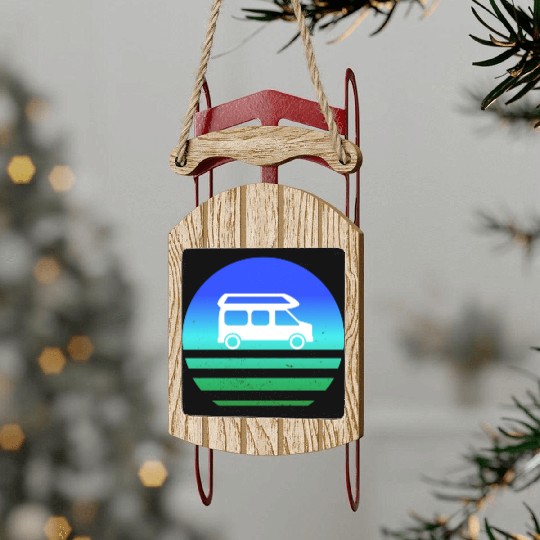 Camper Van Retro Sunset Vintage sun camping Sled Ornaments