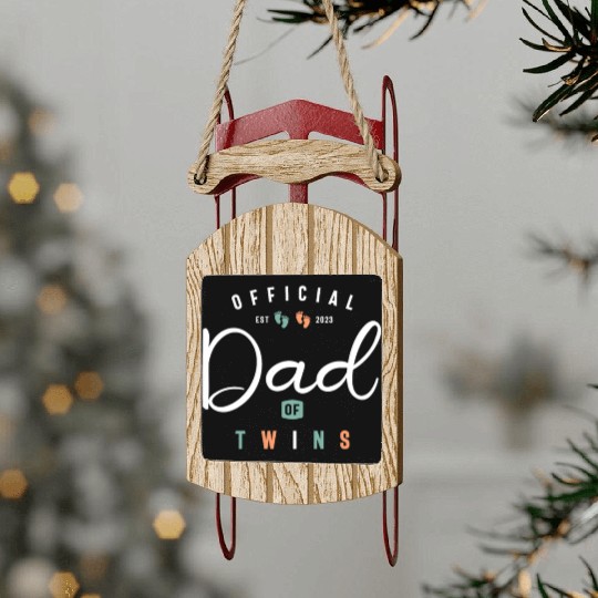 Dad of Twins Funny New Daddy To Be Expecting 2023 Sled Ornaments
