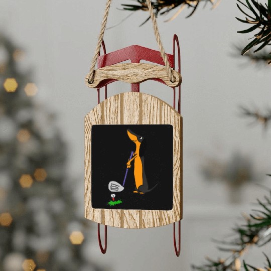 Smiletodaytees Funny Dachshund Dog Golf Sled Ornaments