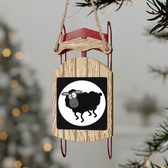 Black Sheep Sled Ornaments