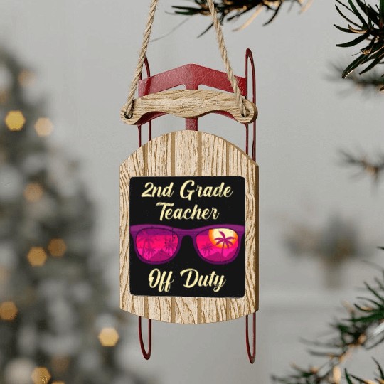 Second grade class teacher off duty school teacher Sled Ornaments