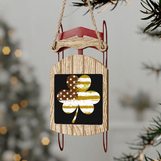 USA Shamrock lucky charm United States Sled Ornaments