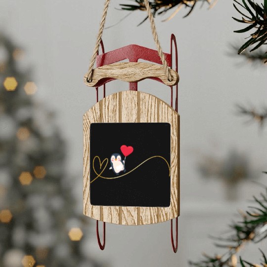 Penguins Love Sled Ornaments