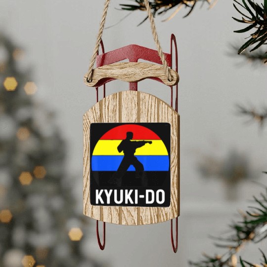 Kyuki Do Martial Arts Retro Sunset Punch Fighter D Sled Ornaments