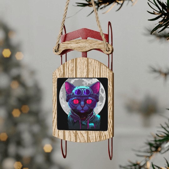 SPACE CAT 1 Sled Ornaments