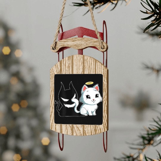 Funny Angel Devil Cat Sled Ornaments Sweet Dearly Kitty D