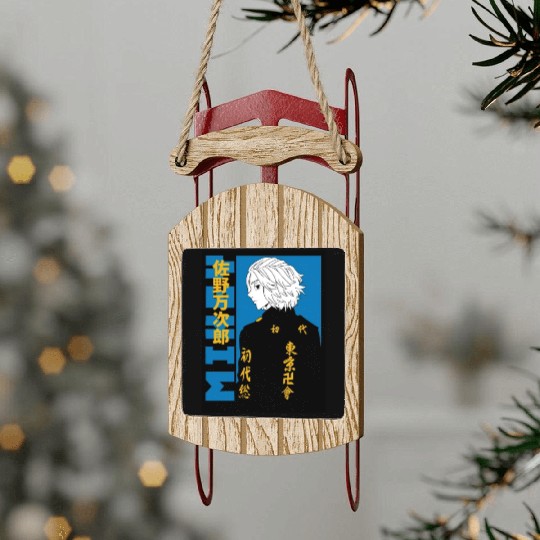 A handsome anime guy from Tokyo Sled Ornaments