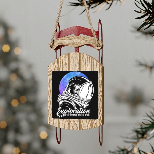 Amusing Explorations Of Cheerful Astronauts Quote Sled Ornaments