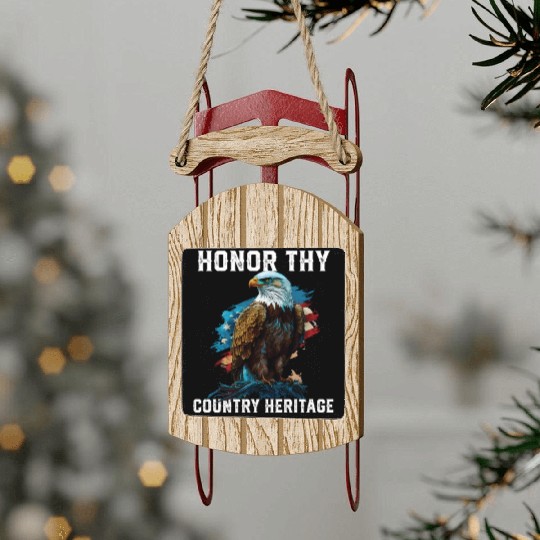Honor Thy Country Heritage American Bald Eagle Sled Ornaments