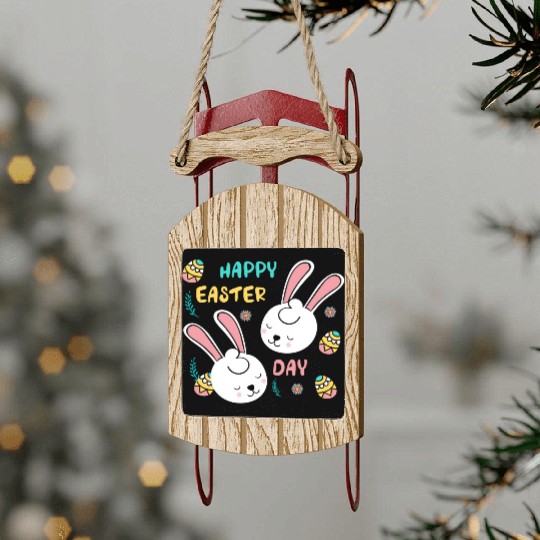 Easter Sunday Bunny Sled Ornaments