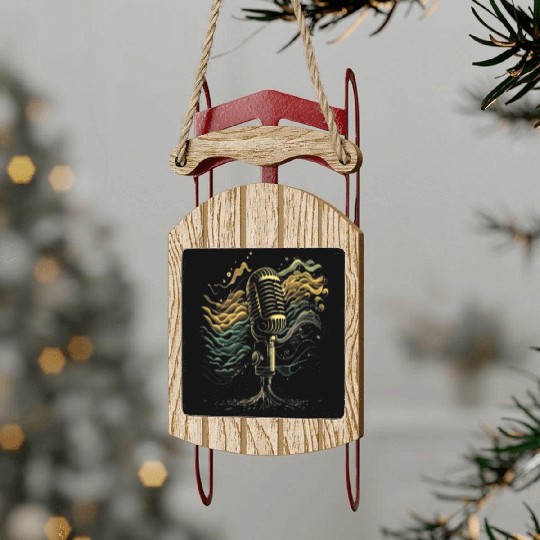 AV Technician Sound Waves Microphone Audio Music Sled Ornaments
