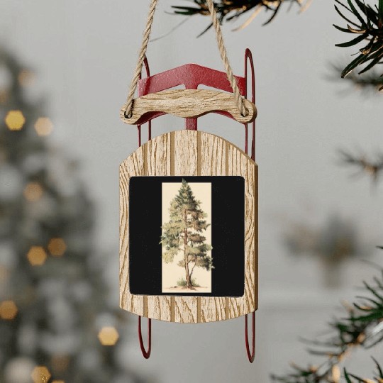 Serenity in Nature: Cedar Tree Art Sled Ornaments