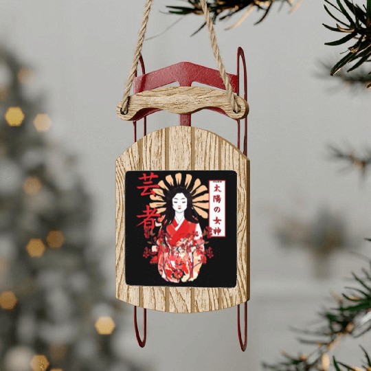 Amaterasu Omikami Cherry Blossom Sun Goddess Sled Ornaments