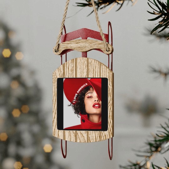 I Love America Sled Ornaments