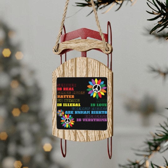 Distressed Science Is Real Black Sled Ornaments