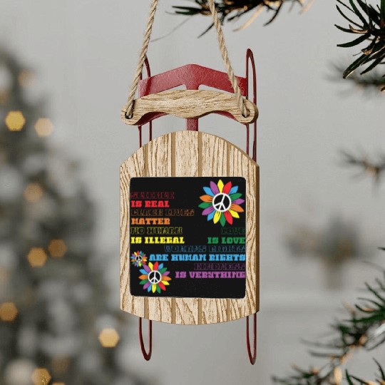 Distressed Science Is Real Black Sled Ornaments