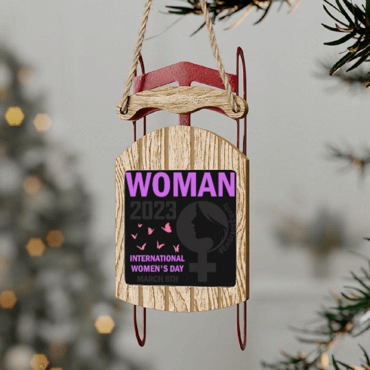 International Women's Day Embrace Equity 8 March Sled Ornaments