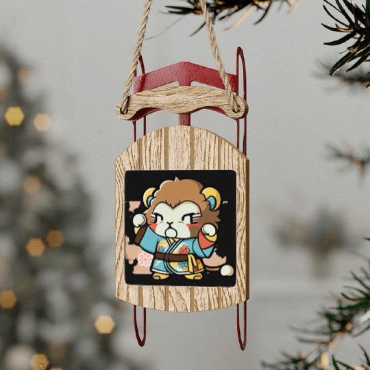 lion in kimono Sled Ornaments