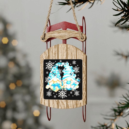 Funny Snowman Gnomies With Snowflakes Cute Winter Sled Ornaments