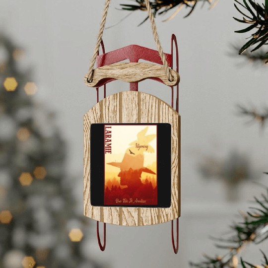 Laramie Wyoming wild west town Sled Ornaments