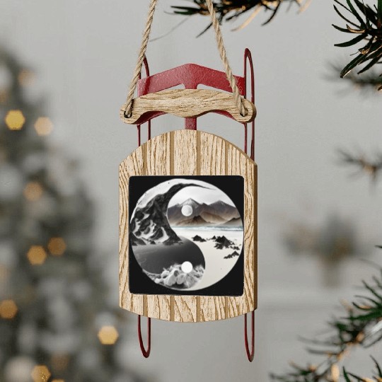 Ying Yang - mountains - beach Sled Ornaments