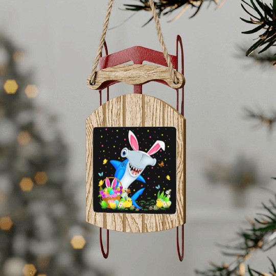 Shark Fish Easter Egg Hunting Hammerhead Shark Eas Sled Ornaments