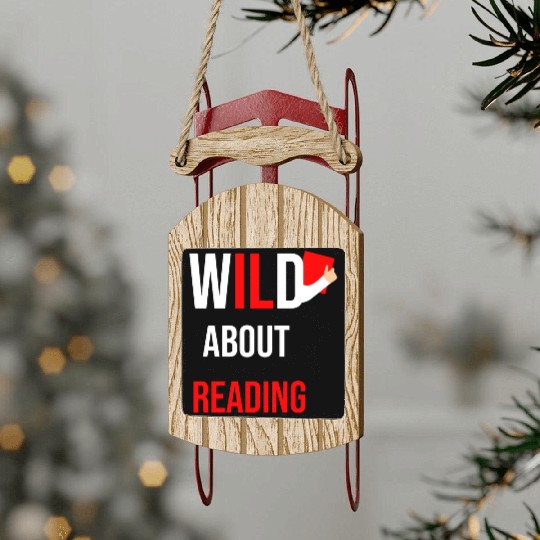 Wild about reading dr teacher red and white stripe Sled Ornaments