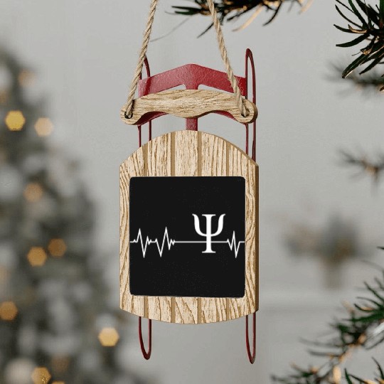 Psychology Sign Heartbeat Sled Ornaments