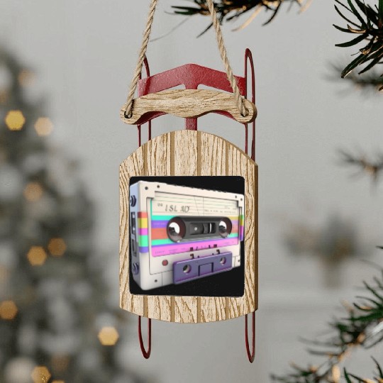 80s Music Cassette Tape : 3D, Neon, 80s songs Sled Ornaments