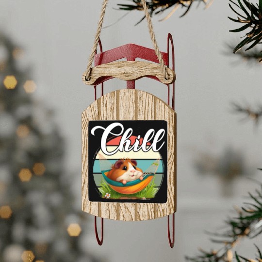 Guinea Pig Chill Relaxing for a Guinea pig Lover Sled Ornaments
