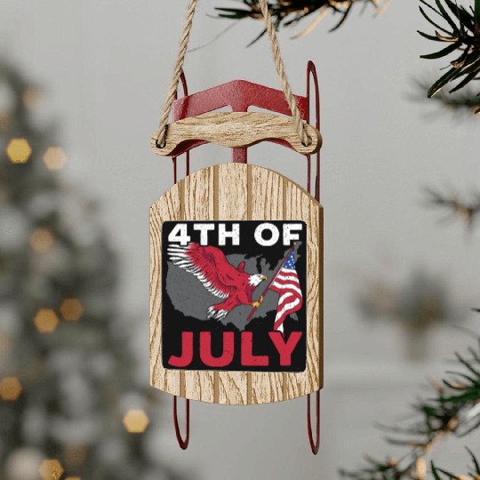 Patriotic America USA Flag 4th Of July American Sled Ornaments