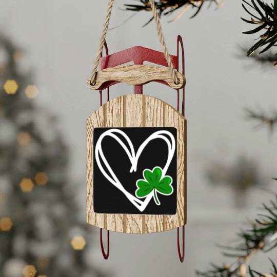 Heart St Patricks Day Shamrock Irish Toddler Baby Sled Ornaments