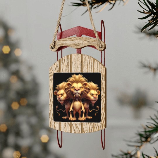 Tree lion Sled Ornaments