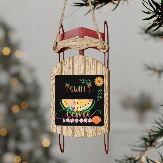 Cute summer design printed Sweet summer time Sled Ornaments