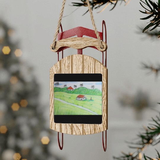green grass Sled Ornaments