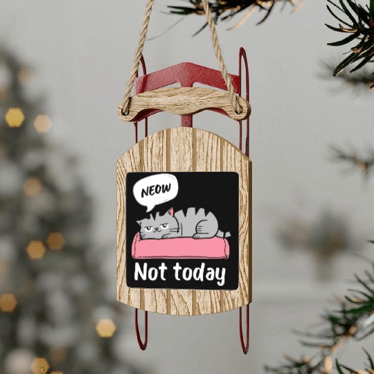 Funny Lazy Bored Cat | For Cat Mom Cat lovers Sled Ornaments