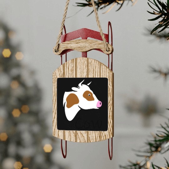 Cow farm animal design Sled Ornaments