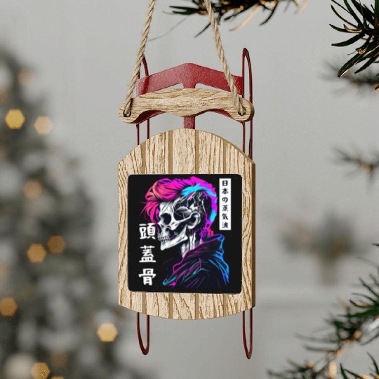 Sad Boy Anime Skull Skeleton Gothic Vaporwave Aest Sled Ornaments