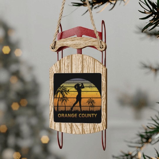 Retro Orange County Women's Golf Golfing Fan Sled Ornaments