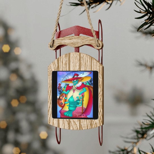 Cornbread Shrimp Da' Pimp (green) Sled Ornaments