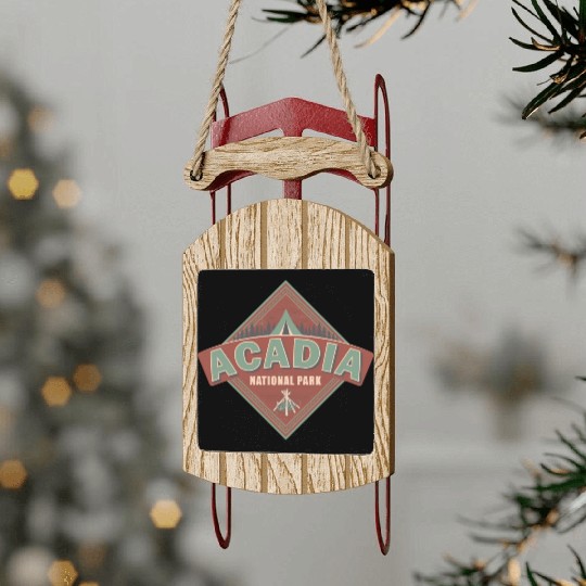 Acadia National Park Maine Vintage US Camping Sled Ornaments