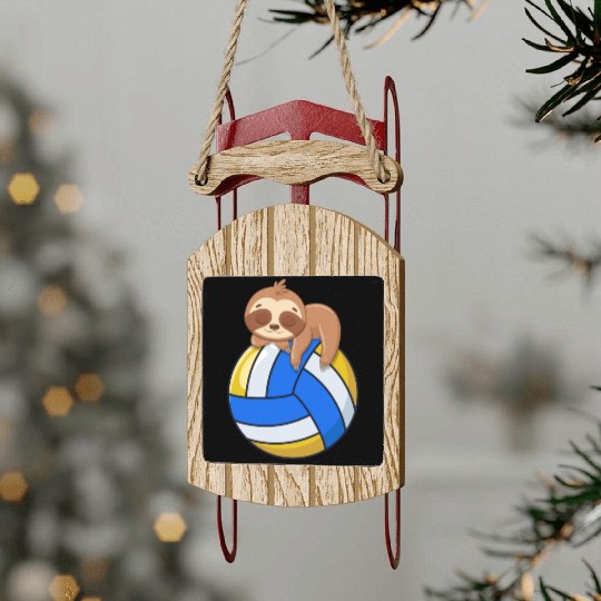 Funny Volleyball Sloth Lover Sled Ornaments