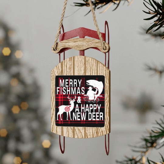 Funny Christmas Fishing Christmas Hunting Fish De Sled Ornaments